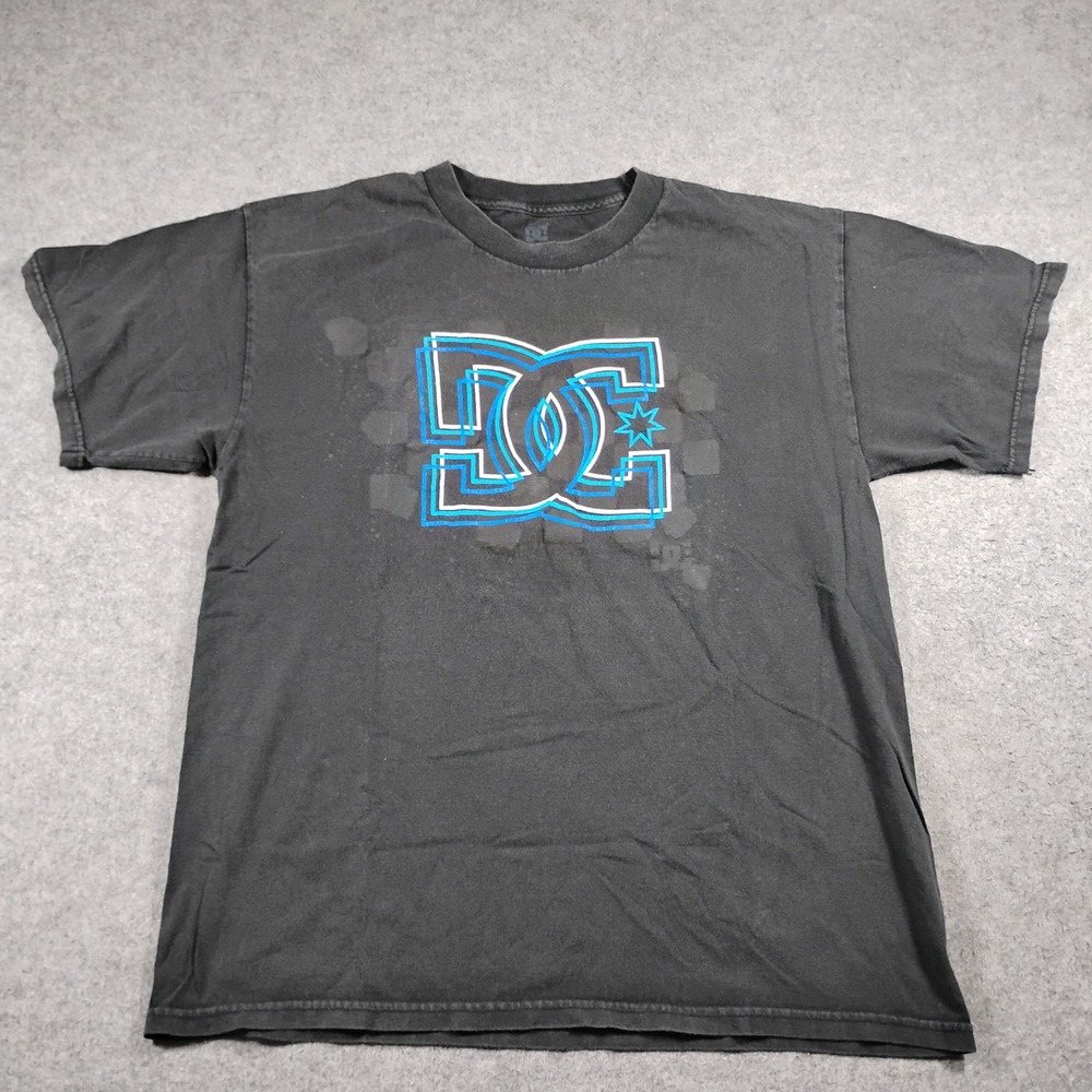 DC Shoes Mens Graphic T-Shirt Black Short Sleeve Large Logo Skate Streetwear Y2K